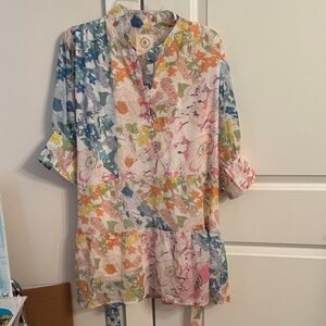 Colorful Floral Print Tunic Top